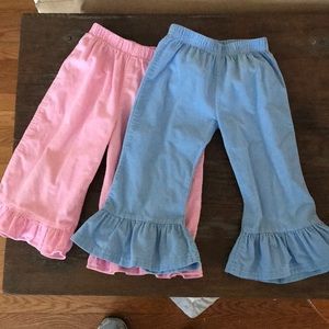 Two pair of corduroy ruffle pants